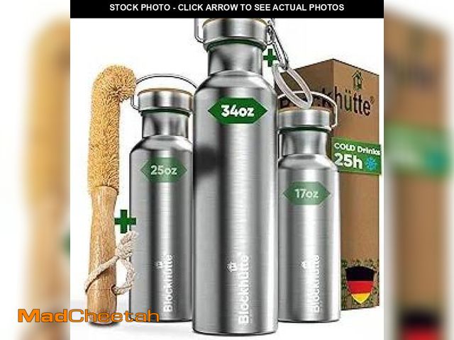 Lot 74-12128724 - Blockhuette Vacuum Insulated Stainless Steel Water Bottle I 34 oz I Wide Mouth Insulated Metal Bottl...