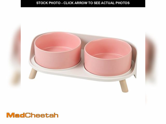 Lot 74-12700298 - Elevated Ceramic Dog Bowl Set - Double Dog Feeding Bowls with Stand Splash Proof - Raised Dishes for...