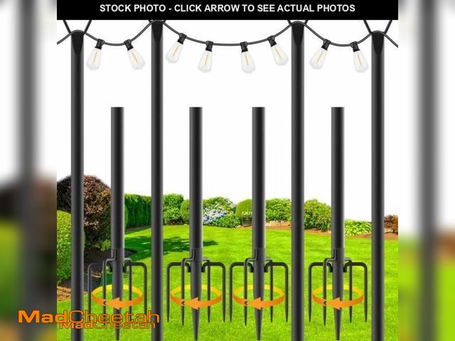 Lot 74-11878107 - zoegi 4 Pack 10Ft String Light Poles,Light Poles for Outside Lights with Fork,Outdoor Brackets Hangi...