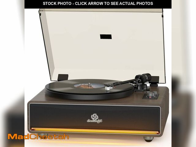 Lot 74-13710783 - Vinyl Record Player Built in HiFi Stereo Speakers BT Wireless Input Belt Drive Iron Platter Turntabl...