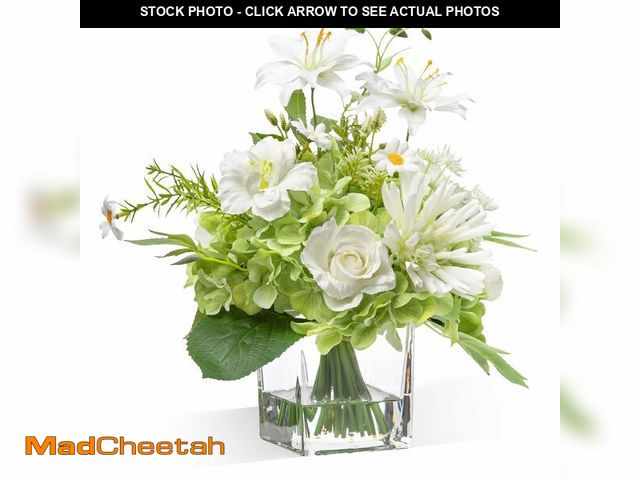 Lot 74-13540236 - Artificial Flowers in Vase with Fake Water, 12.5" Realistic Silk Rose Peony Lily Faux Floral Arrange...