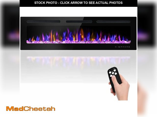 Lot 74-13118264 - BETELNUT 60" Electric Fireplace Wall Mounted and Recessed with Remote Control, 750/1500W Ultra-Thin ...