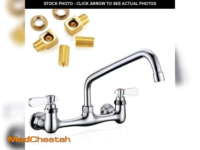 Lot 74-14426037 - Favorpo Wall Mount Commercial Sink Kitchen Faucet 8 Inch Adjustable Center - UNUSED