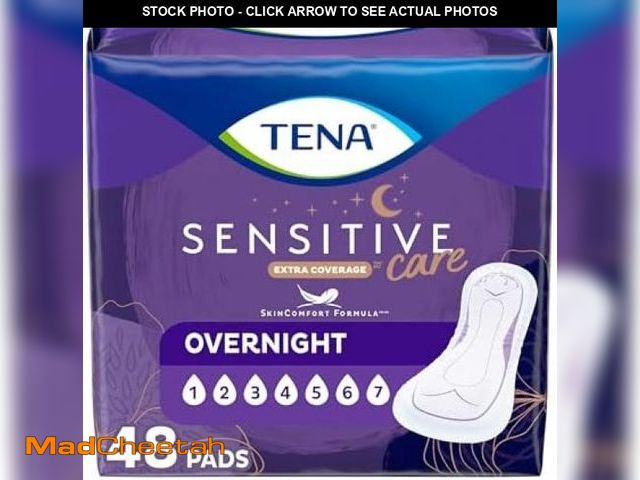 Lot 74-12396998 - TENA Sensitive Care Extra Coverage Overnight Incontinence Pads for Women, Bladder Control and Postpa...