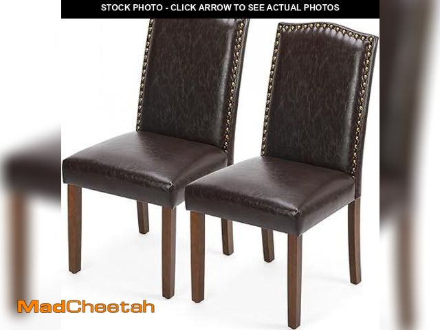 Lot 74-12287645 - DUMOS Upholstered Dining Chairs?Set of 2 PU Leather Dining Room Kitchen Chair with Nailhead Trim and...