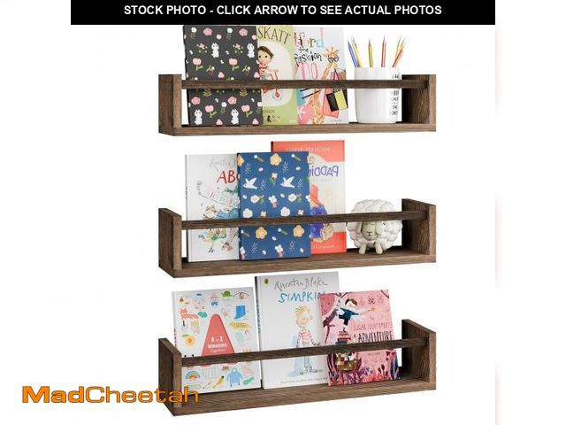 Lot 74-11549889 - Fixwal Nursery Book Shelves, 16.5 Inch Floating Bookshelves for Wall Set of 3, Baby Nursery Decor, S...