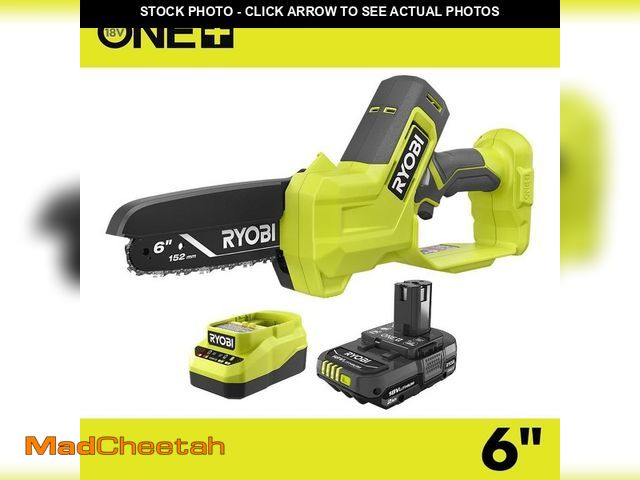 Lot 74-12746213 - RYOBI ONE+ 18V 6 in. Cordless Battery Compact Pruning Mini Chainsaw with 2.0 Ah Battery and Charger ...