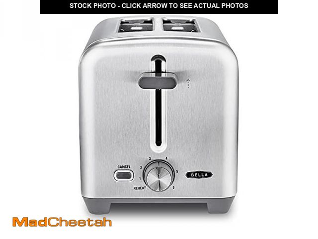 Lot 74-12324059 - bella Stainless Steel 2 Slice Toaster with Extra Wide Slots &amp; Removable Crumb Tray, 6 Browning O...