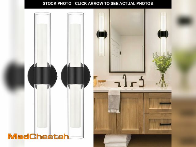 Lot 74-12604541 - kudos 2Pc Black Modern Sconces Wall Lighting, Wall Sconces with Clear Glass and Frosted Glass, Moder...