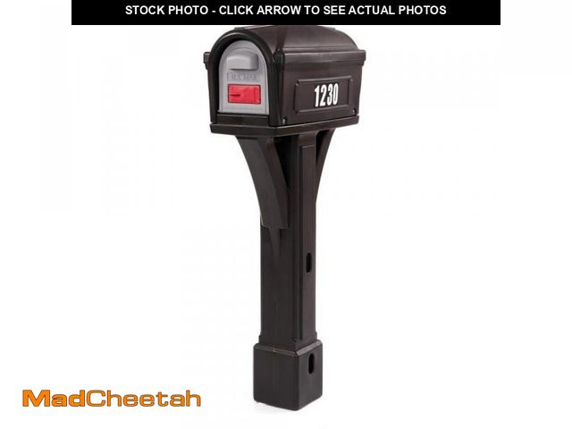 Lot 74-12365522 - (MISSING FLAG,DOOR) Simplay3 Classic Black / Black Post Mount Mailbox - UNUSED