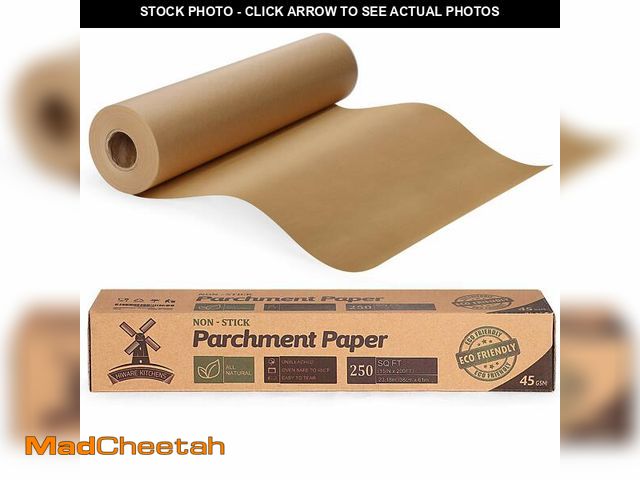 Lot 74-12706854 - Unbleached 15 x 200 ft Parchment Baking Paper Roll - 250 Sq.Ft for Baking, Cooking, Grilling, Air Fr...