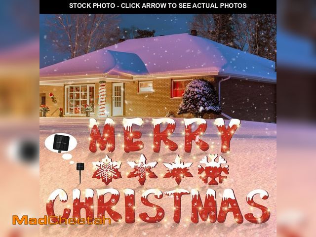 Lot 74-13625484 - Hahood 18 Pieces Large Merry Christmas Yard Signs with Solar LED Light Christmas Red Snowflake Yard ...