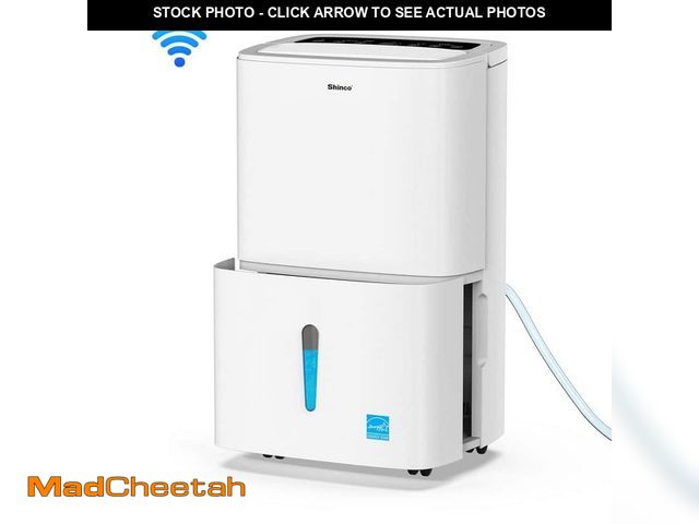 Lot 74-12397167 - Edendirect 150 pt. 7,000 sq.ft. Portable Dehumidifier in White with WiFi Control, Built-in Pump, Dua...