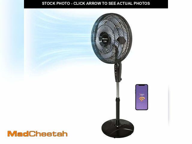 Lot 74-12549305 - Comfort Zone 18 in. Oscillating Stand Fan, Adjustable Height, Tilt, Wi-Fi - UNUSED