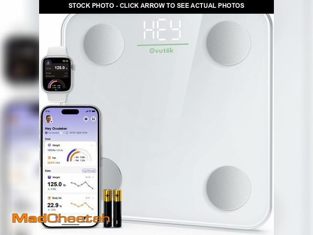 Lot 74-14338045 - Ovutek Smart Scale for Body Weight, Digital Bathroom Scale BMI Weighing Body Fat Scale, Accurate Bod...