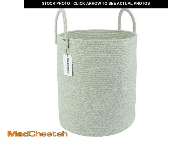 Lot 74-12444597 - XUANGUO Cotton Rope Laundry Basket Hamper for Clothes Woven Storage Basket for Living Room Bedroom B...