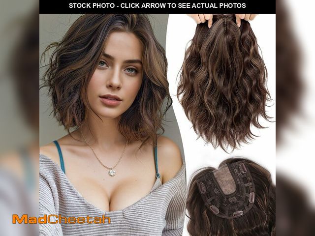 Lot 74-14146273 - CROWN GUIDE 11 Inch Short Wavy Hair Topper for Women, 6.5"x6.5" Base Clip in Hairpiece, Synthetic Li...