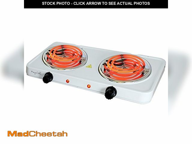 Lot 74-12760344 - MegaChef Portable Dual Electric Countertop Burner Coil Cooktop Tabletop Stove - UNUSED
