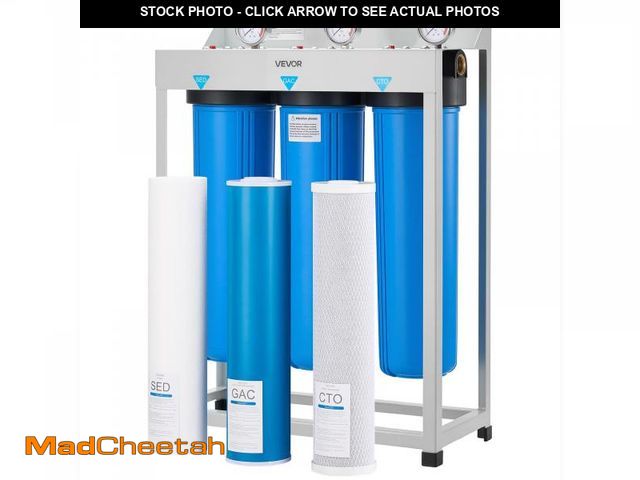 Lot 74-12541651 - VEVOR Whole House Water Filter System, 3-Stage | Sediment, GAC, CTO | 20 x 4.5 Granular Activated Ca...
