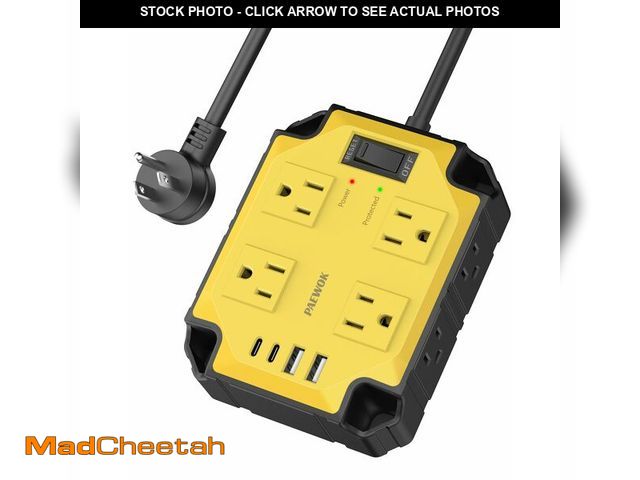 Lot 74-14294022 - 8-Outlets Heavy Duty Power Strip with 4 USB Ports(2 USB-C), Industrial Magnetic Surge Protector Powe...
