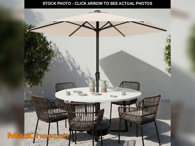 Lot 74-14371113 - Easthome 9ft Patio Umbrella with Crank Lift System &amp; 6 Sturdy Ribs Waterproof, Patio Table Umbre...