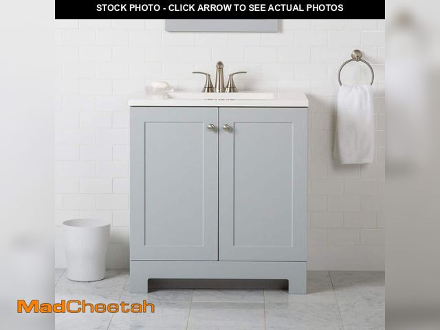 Lot 74-12826949 - Glacier Bay 31 in. Single Sink Pearl Gray Bath Vanity with White Cultured Marble Top (Assembled) - U...