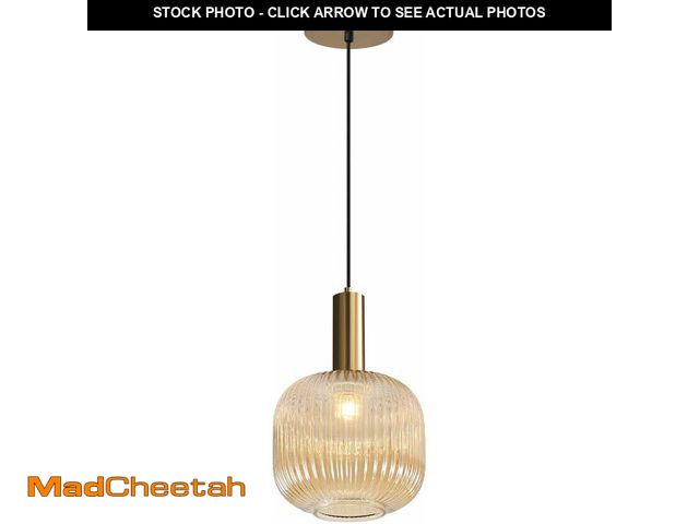 Lot 74-14347616 - BOKT Modern Large Amber Glass Globe Pendant Light Fixture Brushed Brass Gold Kitchen Island Pendant ...