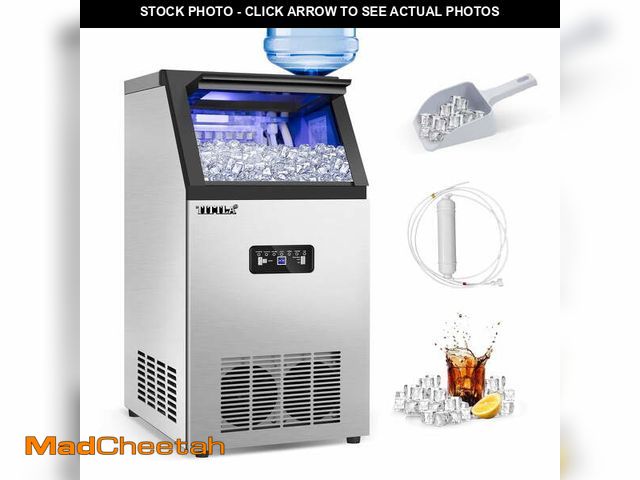 Lot 74-12596683 - TITTLA 100Lbs/24H Commercial Ice Maker Machine,24 Lbs Storage,45 Ice Cubes in 12-15 Mins,Stainless S...