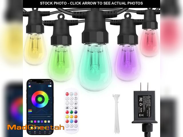 Lot 74-12051366 - Outdoor String Lights 100FT, Outdoor Lights for Patio with 40 Dimmable RGBW LED Bulbs, IP66 Waterpro...