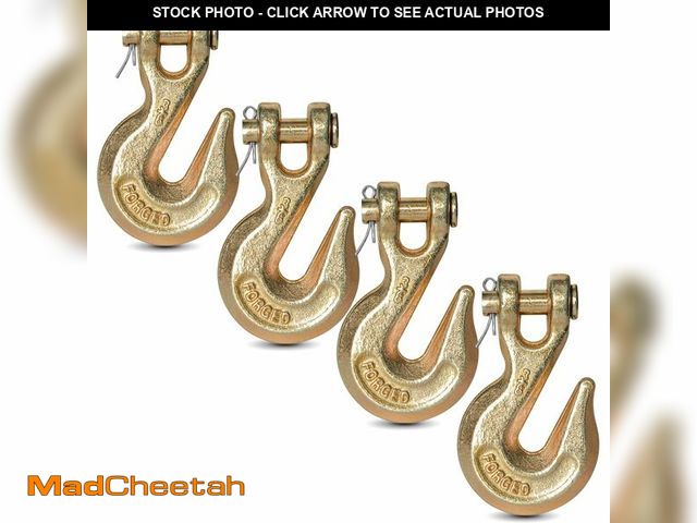 Lot 74-14377109 - 3/8" Clevis Grab Hooks (4 Pack) Heavy Duty Chain Hook for 3/8 Inch Grade 70 Chain Forged Alloy Steel...