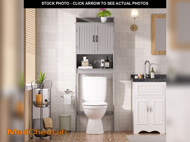 Lot 74-14344401 - VEIKOUS 21.7 in. W x 66.9 in. H x 7.1 in. D Gray Bathroom Over-the-Toilet Storage with Adjustable Sh...