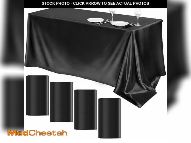 Lot 74-14065669 - TURSTIN 4 Packs Satin Tablecloth 102 x 58 Inch Overlay Satin Table Cover Rectangle Bright Silk Table...