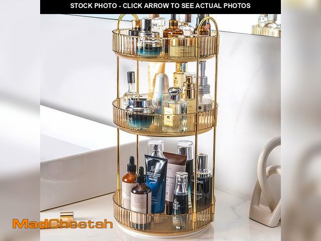 Lot 74-12884031 - Zufudo Rotating Makeup Organizer Countertop 3 Tier Lazy Susan Trays Clear Skincare Perfume Storage f...