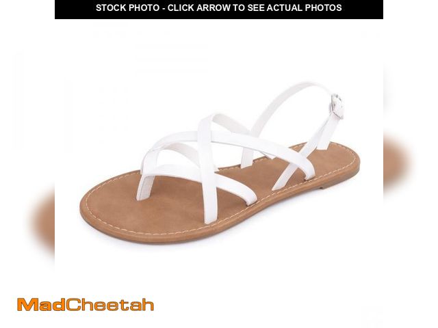 Lot 74-12444450 - Women's Gladiator Flat Sandals Fisherman Strappy Sandals Ankle Strap Sandals (7, White) - UNUSED