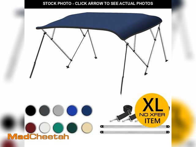 Lot 74-12136287 - Naviskin Navy Blue 4 Bow 8'L x 54" H x 79"-84" W Bimini Top Cover Includes Mounting Hardwares,Storag...