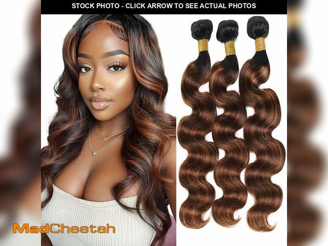Lot 74-14211839 - Niciitysi Highlight Brown Body Wave Bundles Human Hair T1b430 Ombre Three Tone Color 4 Mixed With Co...