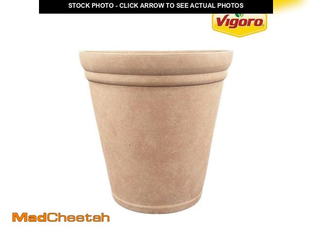 Lot 74-14242628 - Vigoro Evie Large White-Washed Terracotta Resin Round Planter with Optional Drainage Holes(16 in. L ...
