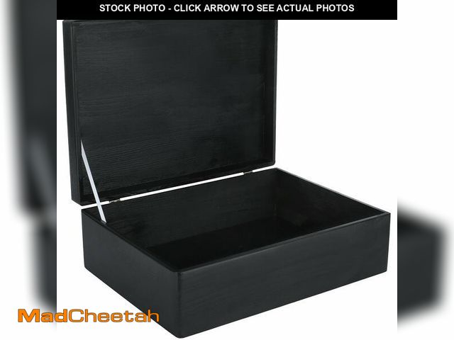 Lot 74-12699687 - Creative Deco XL Black Wooden Box Storage with Hinged Lid | 15.8 x 11.8 x 5.5 inches (+-0.5) | Gift ...