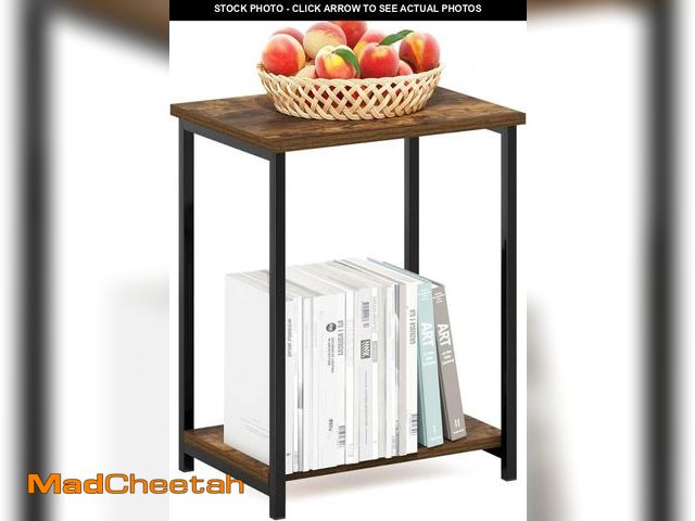 Lot 74-12399056 - Furinno Simplistic Metal Frame End Table, 1-Pack, Amber Pine - UNUSED