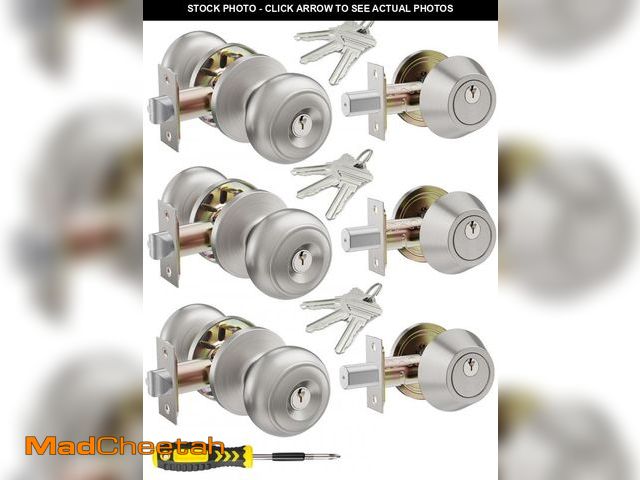 Lot 74-12431873 - 3 Set All Keyed Same Entry Door Knobs and Single Cylinder Deadbolt Combo Set for Entrance and Front ...