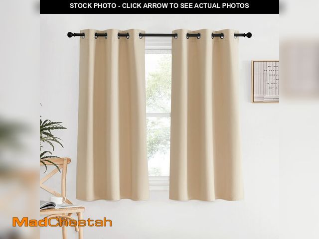 Lot 74-12975852 - NICETOWN Blackout Curtain Panels for Living Room, Biscotti Beige, Set of 2, 34 by 60 Inch, Window Tr...