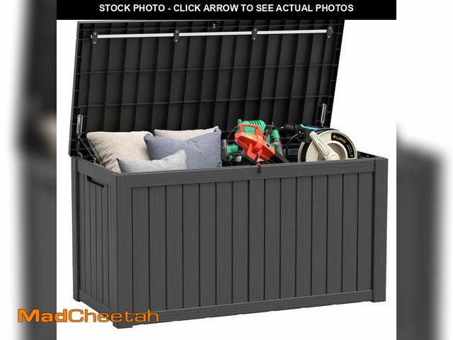 Lot 74-14436761 - Bifanuo 150 Gal Deck Storage Box - Waterproof Resin - Black - UNUSED