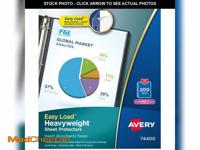 Lot 74-14206364 - Avery Diamond Clear Heavyweight Sheet Protectors, Easy Load, 200 Document Protectors (74400) - UNUSE...