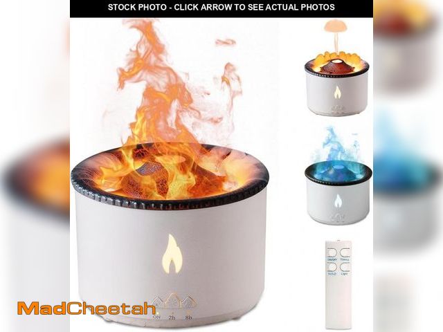 Lot 74-12333340 - Volcano Humidifier Flame Aroma Diffuser: 300ml Aromatherapy Humidifier Jellyfish/Flame 2 Mist Mode A...