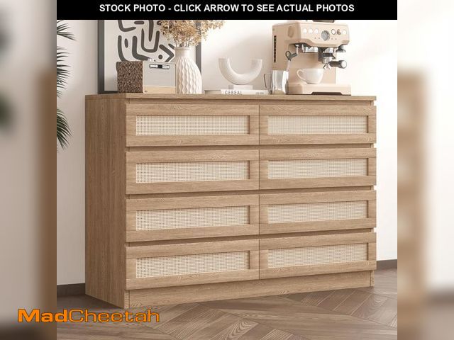 Lot 74-12392731 - Patikuin Rattan Dresser for Bedroom, 8 Drawer Dresser for Closet, Double Wood Dressers &amp; Chest o...