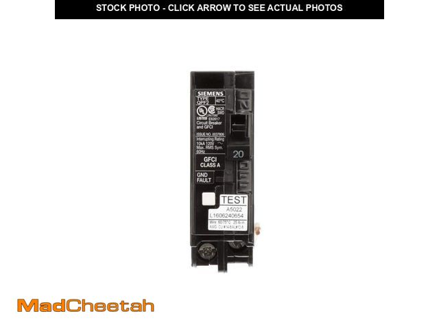 Lot 74-12777711 - Siemens 20 Amp 1-Pole Type QPF2 GFCI Circuit Breaker - USED