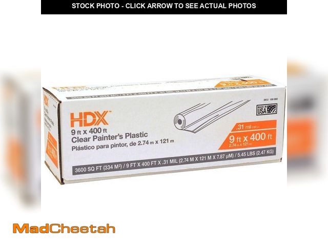 Lot 74-13002060 - *DIRTY/USED* HDX 9 ft. x 400 ft. 0.31 mil High Density Plastic Painters *DIRTY/USED* - USED