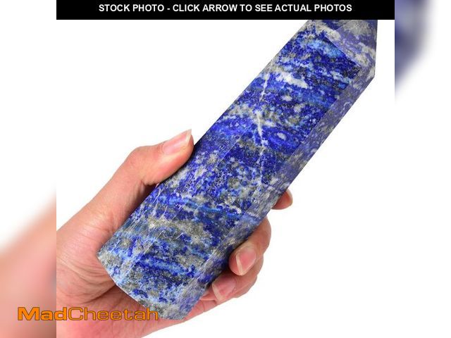 Lot 74-12439615 - MOGEMT Natural Lapis Lazuli Obelisk Tower Large Healing Crystal Point Wand 6 Faceted Reiki Chakra Me...
