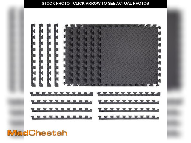 Lot 74-12857283 - 3/4 in. Puzzle Mat Black 24 in. W x 24 in. L Interlocking EVA Foam Tile (24 sq. ft. Coverage) - UNUS...