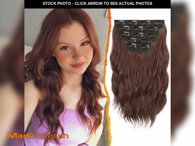 Lot 74-12874360 - BARSDAR Clip in Hair Extensions - 5PCs Chestnut Wavy 14 Inch Thick Soft Synthetic Clip in Hairpieces...